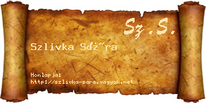 Szlivka Sára névjegykártya