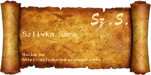 Szlivka Sára névjegykártya