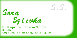 sara szlivka business card
